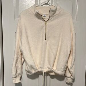 Small over sized Old Navy Off-White Fleece Quarter-Zip